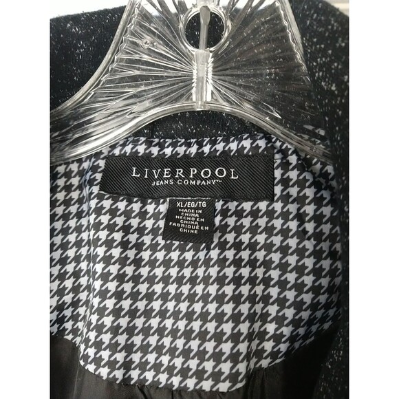 Liverpool Hooded Trench Mid  Belted Coat Woman XL Black Speckled Lined Pockets - Picture 3 of 16